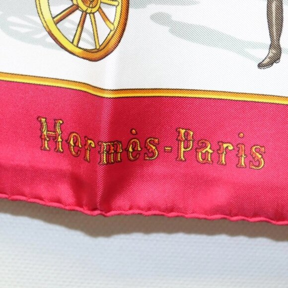 HERMES Carre 90 Scarf ""GRAND CORTEGE A MOSCOU"" Silk Red Auth hk2432 - Picture 15 of 16